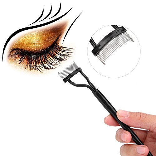 Recourbe cils de peigne, Peigne cil Deluxe aux extrémités en acier inoxydable séparateur de cils brosse pour cils et peigne métallique Peigne et Brosse Cosmétique pour Cils Outil de Maquillage