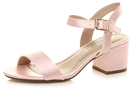 AJVANI Womens ladies mid low block heel peep toe ankle strap strappy party sandals size