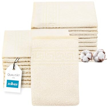 ZOLLNER 20er Set Waschhandschuhe, 16x22 cm, Baumwollmix, 340g/qm, gelb