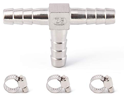 Metaland Stainless Steel 3/8 Hose Barb Tee 3 Way T Shaped Co2 Splitter