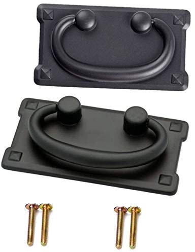 NA 2 Pieces Vintage Antique Drawer Ring Pull Handles Ring Pull Handle Used for Cabinet Door Furniture Handle Decoration (Black)