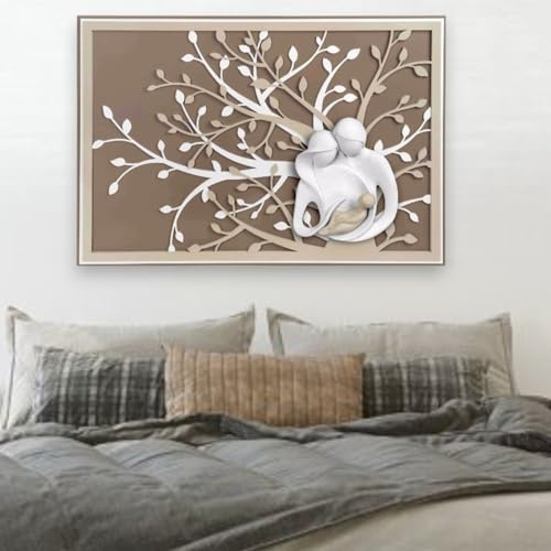 MAZZOLA LUCE Capezzale design moderno 70x48 sacra famiglia albero della vita tonalità tortora quadro per camera da letto