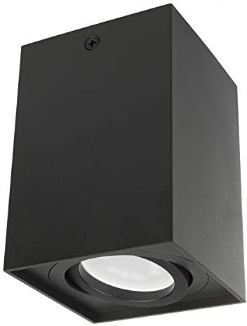 Maclean MCE 426B per Lampadine LED GU10 Max.40W Plafone Orientabile Faretto da Soffitto Diversi Colori e Forme IP20 Spot Moderno (Nero, 1x Plafoniera Quadrata)
