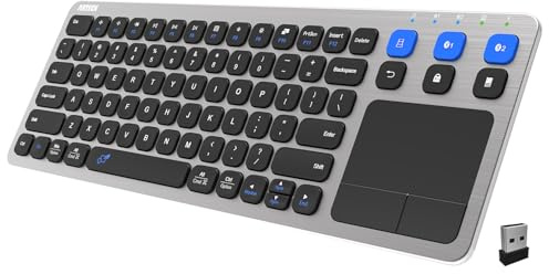 Arteck Universal 2.4G Wireless and Bluetooth Touch TV Keyboard Multi-Device with Easy Media Control and Build-in Touchpad Keyboard for Smart TV, TV Box, TV-Connected Computer, Mac, HTPC