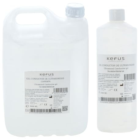KFS Gel Conductor Ultrasonidos 5L + 1L | Uso Sanitario y Estético para Ecografía, IPL, Radiofrecuencia y Cavitación | Alta Conductividad | Botella Profesional con Tapón Dosificador