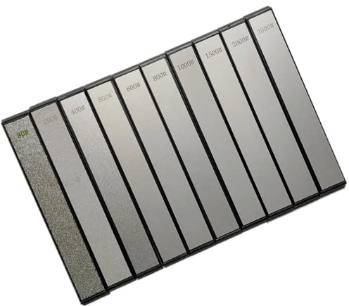 10Pcs Diamond Knife Sharpening Stones Set, #80#200#400#500#600#800#1000#1500#2000#3000 Grit, Diamond Whetstones with a Non-Slip Base for Ruixin Sharpener, Knife Sharpener for Kitchen Outdoor