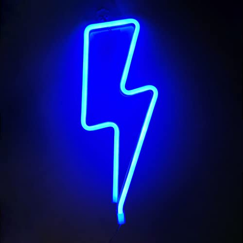 NIWWIN Blitz Neon, Neon Signal Licht, Esports Raum Atmosphäre Licht, USB/3 AA Batterie Netzteil, für Kinderzimmer, Bars, Partys，Weihnachten, Hochzeiten, etc (Blue)