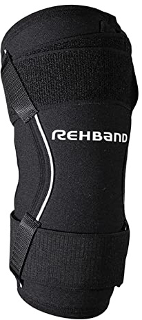 Rehband Power Max Ellenbogenbandage für schweres Krafttraining, Neopren Ellenbogenstütze mit extra Stabilisierung für Männer und Frauen, Farbe:Schwarz, Größe:L, Seite:Links
