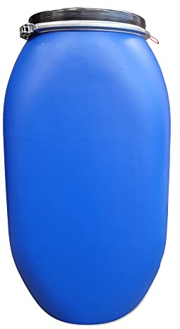 kanister-vertrieb® 120 L Kunststoff-Fass Fass Futtertonne Lagerfass Palettenfass Farbe blau abgeflachte Seiten