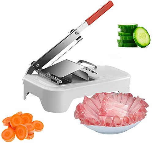 Affettatrice manuale per carne di montone, verdure, frutta, carne, salumi, pane in acciaio inox