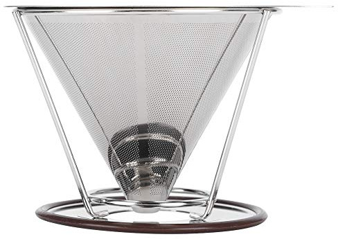 Slow Drip Coffee Filter Coffee Filter Cone Reusable Coffee Pot Funnel Double Layer Coffee Machine Strainer Coffee Making Accessory with Rack for Milk Tea
