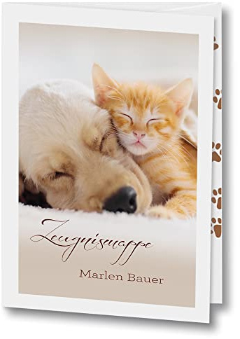 Zeugnismappe mit Name Unterschriftenmappe Animal Love personalisiert A4 Schule Tiermappe Hund Katze