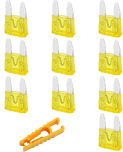 JatilEr Mini Blade Fuses 10 Pcs, 20A, 32V, Automotive Replacement Fuses with Fuse Puller for Car/RV/Truck/Motorcycle/Boat