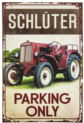 Cartello di avvertimento per trattore resistente alle intemperie – Parking Only adatto per trattori Schlüter, Trekker, amanti del bulldog, collezionisti e cacciaviti, 30 x 20 cm