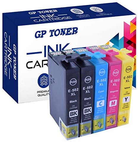 GP TONER Druckerpatronen Ersatz für Epson 502XL 502 XL Tintenpatrone für Epson XP-5100 WF-2800 WF-2860 (2X Schwarz, Cyan, Magenta, Gelb)