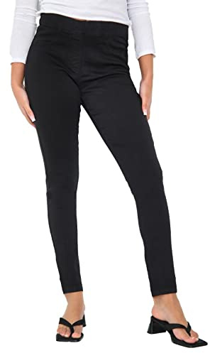 Ex High Street Brand Pull On Jeggings for Women UK, Ladies Stretchy Mid Rise Jeans Pants Black
