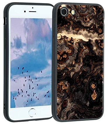 HIPPIL Coque de téléphone effet bois noir pour iPhone 8 pour homme et femme, style silicone souple antichoc effet bois noir pour iPhone 8