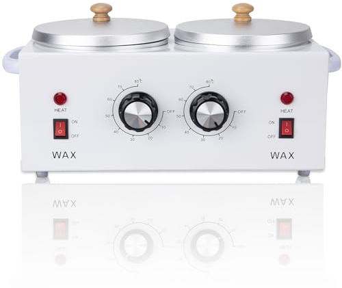Double Wax Warmer Double Wax Pot Professional for Hair Removal, Electric Wax Heater Machine Dual Wax Pot Warmer Professional With Adjustable Temperature for Facial,Skin,Body,Spa, and Salon
