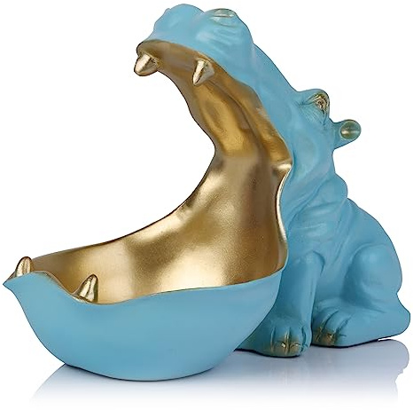 Figura de hipopótamo, Plato para Dulces y Cuenco para Llaves, Estatua única de hipopótamo de Resina para Escritorio de Oficina y decoración de Mesa de Entrada