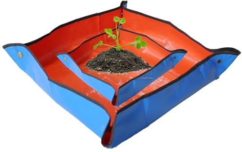 Molyorch 2 Pezzo Tappetino da Giardinaggio, Tappetino per Piante da Giardino Impermeabile, Pieghevole Tappetino per Piante da Giardino, per Trapianti, Rinvasi, (100x100cm, 50x50cm, Arancione)