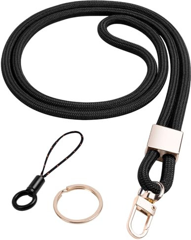 Vicloon Schlüsselband Lang, Nylon Lanyards mit karabiner, Schlüsselbänder Umhängebänder mit Drehbarem Metallclip Abnehmbare Neck Lanyard Langes Handgelenk Paracord(Schwarz)