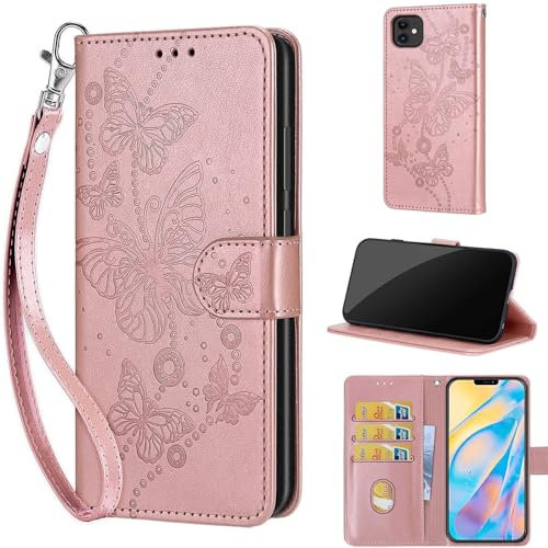 KENHONER Phone Case for iPhone 12 / iPhone 12 Pro Case, Premium PU Leather Wallet Flip Case with Card Slots Kickstand Magnetic Closure Case compatible iPhone 12 / iPhone 12 Pro Rose Gold