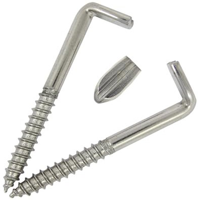 DIOS24 25 Stück Schlitzschraubhaken mit Holzgewinde A2 5,2 x 50 mm - Haken mit Schlitz gerade L-Form Wandhaken Winkelschraube Hakenschraube Wäscheleinenhaken Deckenhaken Holzgewinde Edelstahl I