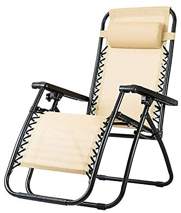 GaRcan Strandstühle, klappbarer Liegestuhl, Zero-Gravity-Sonnenliegen, Klappstuhl, verstellbare Liegestühle, Gartenstühle, Terrassenstühle – Beige, kleine Überraschung, Komfortables Jubil