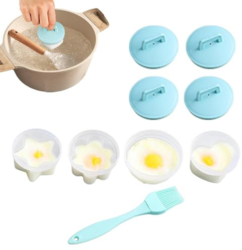 Molde de silicona para huevos hervidos, para cocinar huevos escalfados, para hacer huevos duros, molde para huevos escalfados, molde para huevos escalfados, máquina de huevos duros, 4 hueveras,