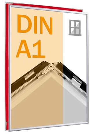 SPRINTIS Fenster-Klapprahmen A1 in Silber, selbstklebender,doppelseitiger Klapprahmen aus Aluminium, inklusive Konterrahmen fürden Außeneinsatz