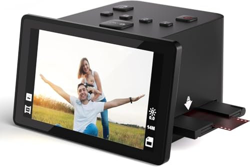 eyesen Digital Film Scanner, Slide & Negative Scanner with 5 LCD Screen, Converts Color & B&W Negatives & Slides 35mm, 135/110 Films, Super 8 Slides to 22MP JPEG Digital Photos, Grey