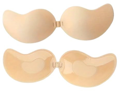 IMAXWAVE Sujetador Invisible, Sujetador Pegajoso, Sujetador Sin Tirantes, Sujetador Sin Espalda, Sostén, Bra Autoadhesivo, Silicona (FR/ES, Tamaño de Copa & Medida de Contorno, XS, L, B, 75, Beige)