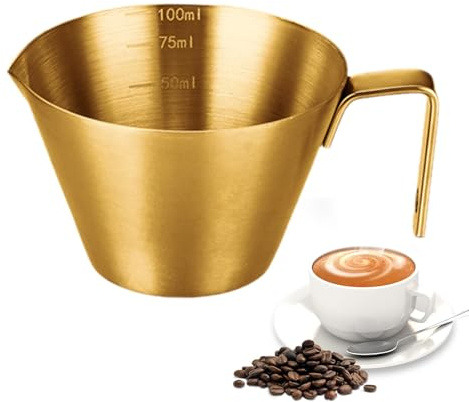 Misurino per caffè espresso con manico,Misurino per caffè espresso in acciaio inossidabile - Tazzina da caffè con beccuccio | Tazzina per caffè espresso in acciaio inossidabile, per caffè es
