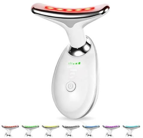 2025 Upgraded EMS Face Massager with 3 Modes, 7-Color LED face Massage Tool & 45° Cheating,Anti-Aging Neck Firming & face Sculpting Device, for All Women (White)