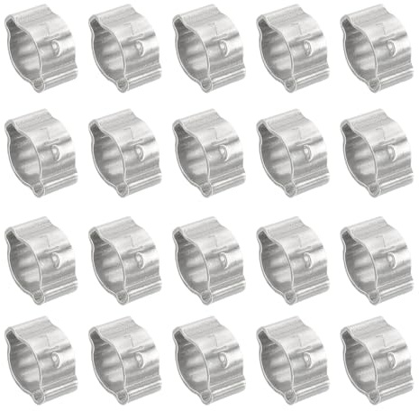 PATIKIL 20 Pack 7-9mm Double Ear Hose Clamp, 304 Stainless Steel O Clip Crimp Rings for Fuel Petrol Pipe Tube Fitting Connections, Silver Tone