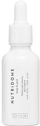 Nutridome Body & Spirit – Exfoliante facial con ácidos AHA + BHA 30% – 30 ml – Sérum antiacné, limpieza facial, regula la producción de sebo, reduce los poros y calma, aloe vera y pantenol