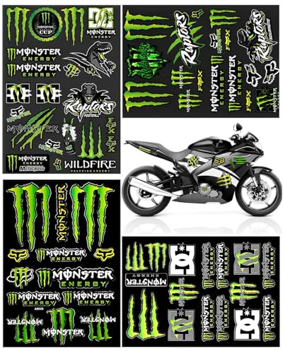 CULEB Lot de 4 Monstre Griffe Autocollants de Moto,Autocollant Cool et Imperméable pour Casque Moto,Ensemble D'autocollants pour Motos,Casques,Skateboards,Véhicules Tout-Terrain