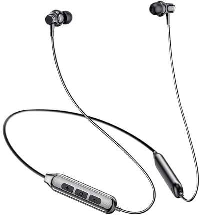 Neckband Headphones Wireless for Running Bluetooth 5.0 Microphone IPX5 Waterproof Magnetic In-ear Earbuds HiFi Sound Noise Cancelling Lightweight Sports Headset for Gym Outdoor Workout Yoga Office