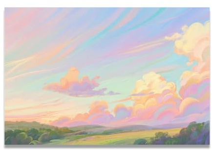 LKXGRRSFG Chalk Pastel Cloud Movement Abstract Landscape Canvas Printing 2025 - Textured Impressionist Brushstrokes & Modern Color Flow 15.7x23.6in