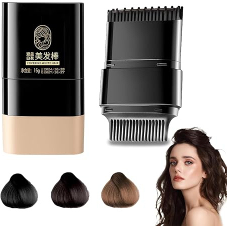 Instant-haarfarbstift mit Integriertem Kamm, Instant Hair Color Stick, Ausbesserungskamm 2 in 1, wasserfester Haarwurzel-Concealer, Sofortiger Haarfärbestift für graues Haar abdecken (Kastanienbraun)