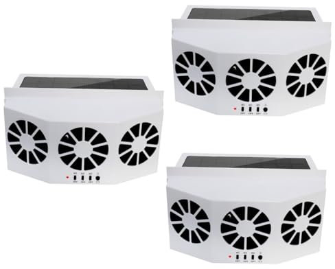 Alipis 3pcs Solar-powered Car Fan Ventilation High Velocity Air Circulator for Car Window Pet Odor Easy Install Solar Air Conditioner