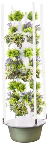 Joytar Sistema di Coltivazione idroponica, Torre idroponica con Luce LED, Sistema di circolazione Automatica dell'Acqua, Adatto per Verdure a Foglia Verde ed Erbe aromatiche.(5 Layer)