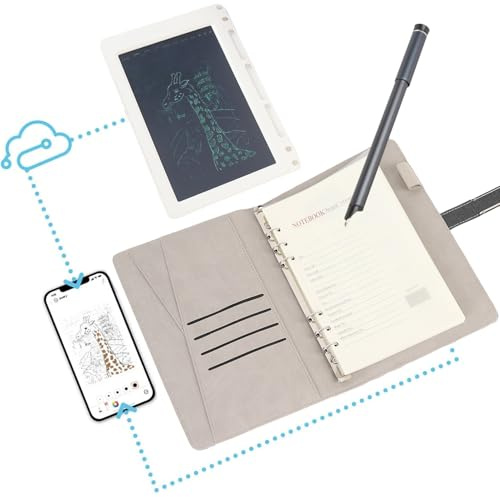 Oreilet Aktualisiert 3 in 1 Digitales Smart Pen Notebook und Schreibplatine Set, Echtzeit Synchronisation Digitalisierung Smart Pen für Notizen, um Zeichnungen Kompatibel (Black)