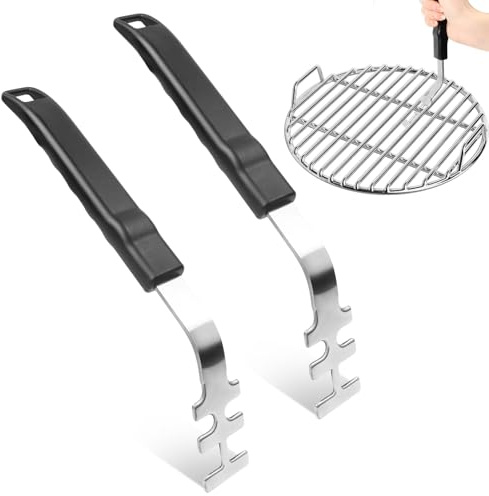 Yooyan Lot de 2 lève-grille de barbecue anti-brûlure, accessoires de barbecue, lève-grille résistant à la chaleur, poignée antidérapante, pour la maison, le camping, les supports de barbecue, pour