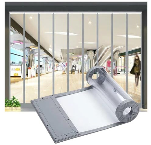 Cortina de Tiras para Puerta Comercial, magnética, autosellante, con Aislamiento térmico, de PVC Transparente, para Salas Blancas, talleres, Control de Polvo, cocinas y sótanos (40 x 355 cm/