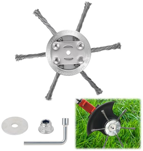 Steel Wire Grass Trimmer Head, 6 Head Wire Strimmer Head Steel Wire Brush Strimmer Head Universal Strimmer Head Replacement Strimmer Attachments Accessories for Lawn Rotating Replacement Tool