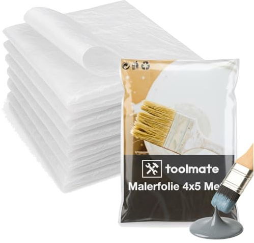 48x Abdeckfolie Maler - extra stark & dick - Malerfolie transparent 4x5 Meter - Malerplane/Abdeckplane - Baufolie optimal für Umzug & Renovierung (48)