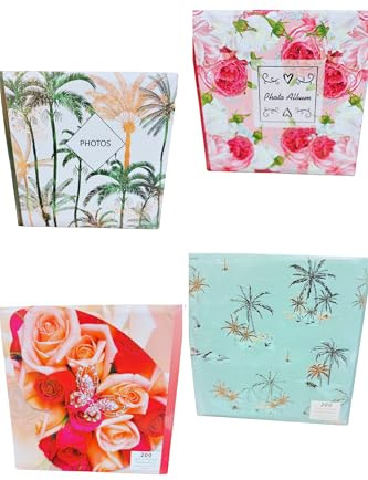 1 x BEAUTIFUL DESIGN 6 X 4 Photo Album with 200 Pockets BEAUTIFUL PRINTS Memo Slip in Holds 200 Photos (PALM TREE PRINT)