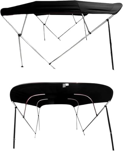 Extensión Superior De Bimini, 4 Arco En La Cubierta Del Bote, Copa De Lona De 8 Pies De Largo A Prueba De Agua, Marco De Aleación De Aluminio, Postes T(Size:244 (L) x 137 (H) x 200-213 cm,Color:Black)