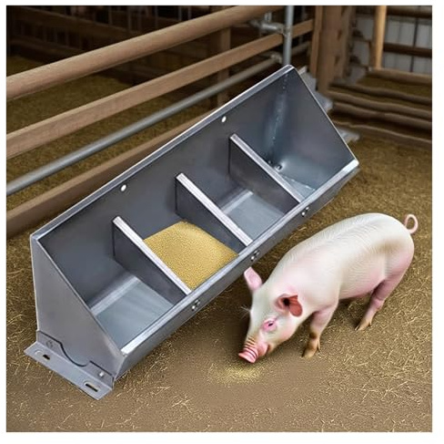 Futtertrog für Nutztiere, Schweinefahrten, groß, 4, 5, 8, 10 Bits, auslaufsicher, Futtertrog für Schuppen, Weiden, Hinterhof, Pferdestall, Ziegenfutterschlitze mit Trennwand